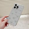 INS Japan Korea 3D Silver Bowknot Phone Case For iPhone 16 Pro Max 15 14 13 12 11 X XS XR 7 Plus Girl Epoxy Clear Glitter Cover