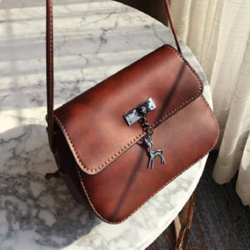 Ретро Однотонный Подвеска-Олень Сумка-Седло Crossbody Наплечная Сумка Квадратная Сумка из ПУ