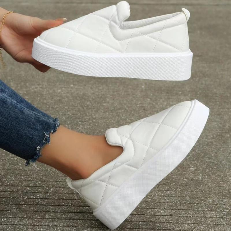 Кроссовки на плоской подошве, обувь на платформе для женщин, новинка 2024 года, женские повседневные лоферы в клетку без шнуровки, женские большие размеры 36–43, Zapatillas Mujer