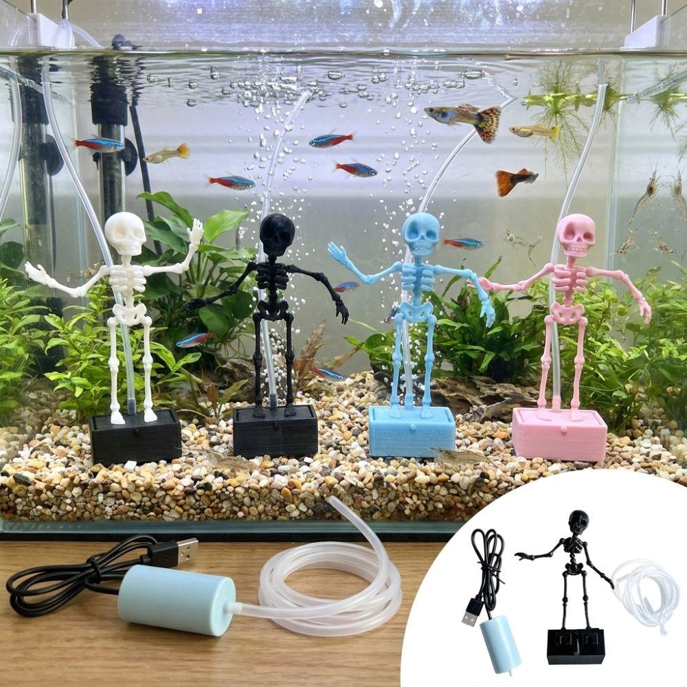 With Air Pump Driven Dancing Skeleton Aquarium Bubbler Haunted House Props