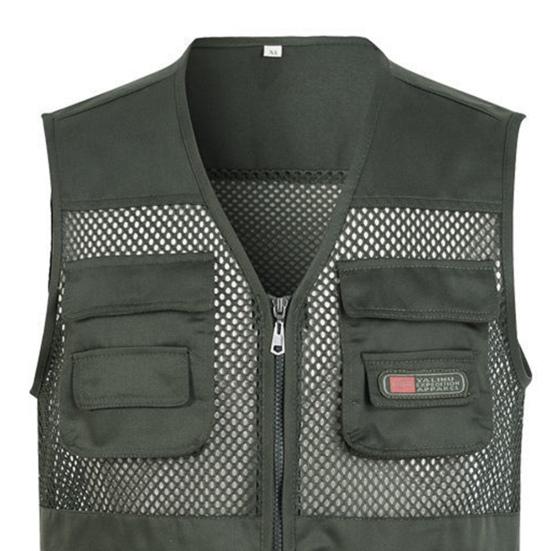 Outdoor Vest Zippers All Match Plus Size Stylish Pure Color Straight for Hunting