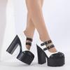Gdgydh Массивные Туфли-Лодочки на Высокой Платформе Женские Весна Осень Ремешок на Лодыжке Туфли Мэри Джейн Женские На Толстом Каблуке Белые Лолита Обувь