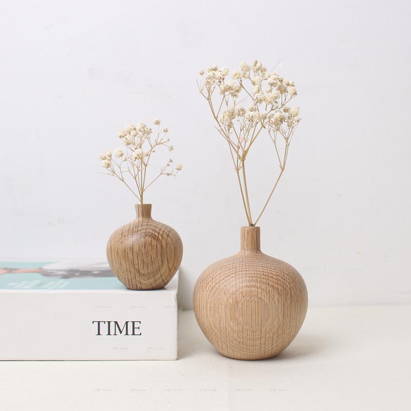 Creative Solid Wood Small Vase Solid Wood Flower Ware Dry Flower Arrangement Vase