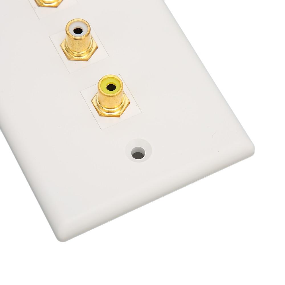 Multipurpose 3RCA Wall Plate 1080P 3RCA AV Media Wall Outlet Plates Subwoofer Audio Port