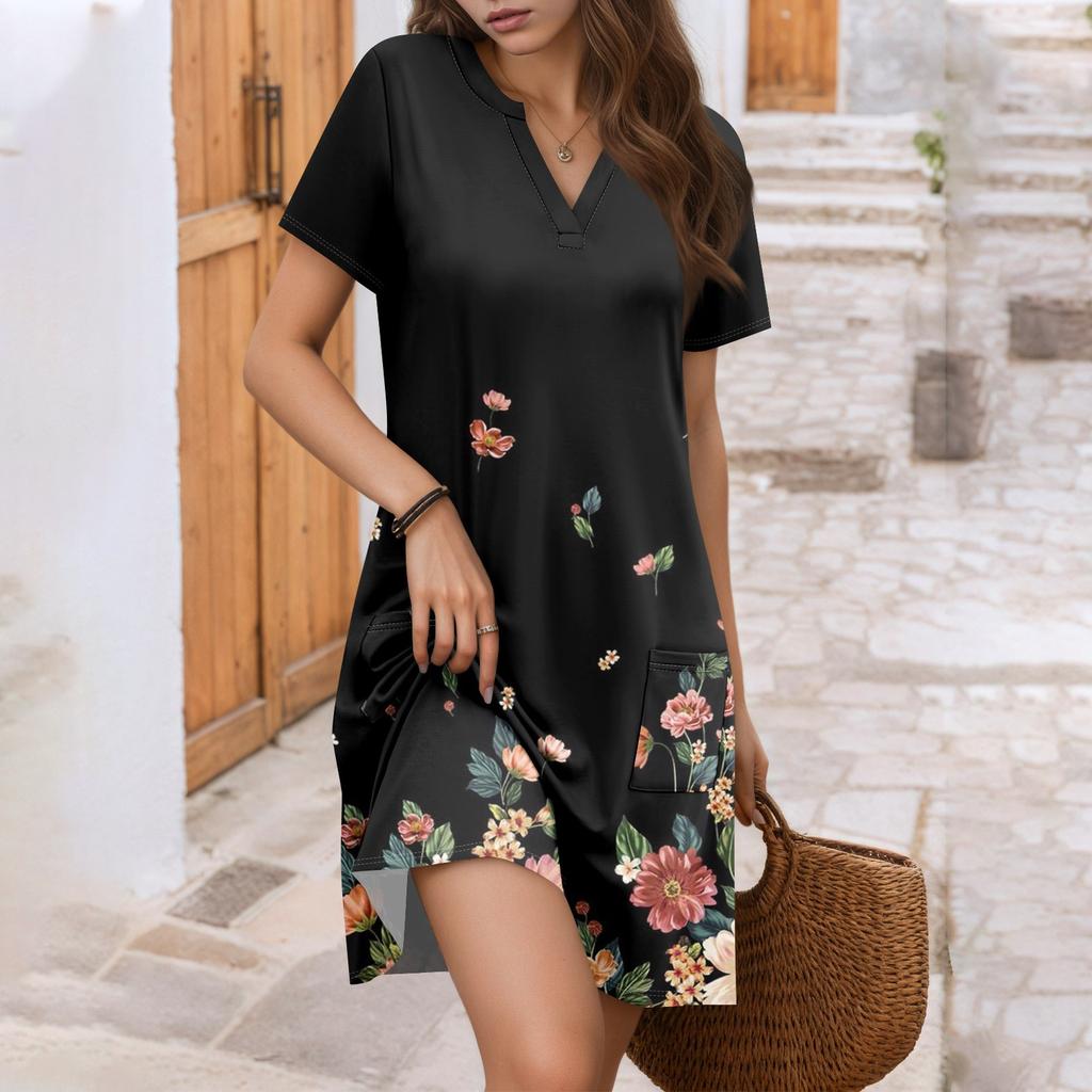 Женское повседневное платье с V-образным вырезом, платье для гостьи на свадьбу, модная одежда с коротким рукавом для пляжного отдыха