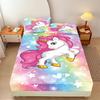 Unicorn Fitted Sheet Single Size For Kids Girls Teens, Cartoon Rainbow Bed Sheet Set Cute Animal Sheet with 1 Pillowcase 75*50
