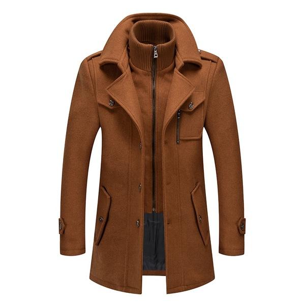 Мужская ветровка, осенне-зимняя мужская шерстяная длинная куртка, мужской плащ