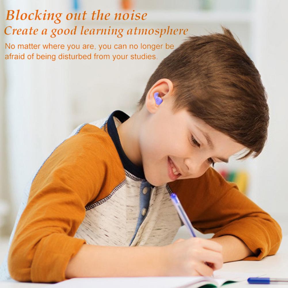 1 Pair Silicone Swimming Ear Plugs Canceling Noise 3 Layers Sleep Noise Ear Plug Reduction Soundproof for 5-12 Year Old Children