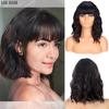 LISI HAIR Synthetic Short Wave Dark Hair Wigs With Bangs Wig Roots Heat Resistant Fiber Fluffy Hair For Women Cosplay Wear