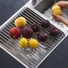 Jekero 304 Stainless Steel Sink Drainer Rack, Foldable Kitchen Drainer for Bowls And Plates, Water Roll-Up Rack, 20 Tubes 50cm Long