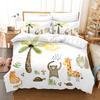 Мультяшный Зоопарк Набор Пододеяльника Жираф Медведь Лиса Узор Комплект Постельного Белья из Трех Предметов