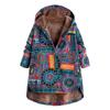 Ladies Long Sleeve Hooded Thick Composite Plush Vintage Flower Print Plus Size Hooded Jacket