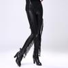 Ebay новый стиль персонализированные кожаные брюки с бахромой с высокой талией женские из ПУ черные облегающие леггинсы с узким низом женские