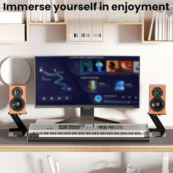 2Pcs Desktop Speaker Stands Speaker Riser Strong Load-bearing Adjustable Cantilevered Speaker Stands with Vibration Absorption Pad