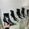 Autumn and Winter Fashion Side Zipper Boots European and American Style Metal Square Head Women's Boots Fine Heel High Heel Short Boots Women
