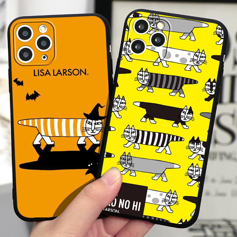 Fashion Lisa Larson Soft Black Phone Case for iPhone 11 12 13 Pro XS MAX 8 7 6 6S Plus X 5S SE 2020 XR 12 Mini Phone Case Cover