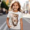 Детская футболка 3D Cat Детская одежда Футболки для девочек Одежда для девочек Летний детский топ для девочек Графический подростковый модный