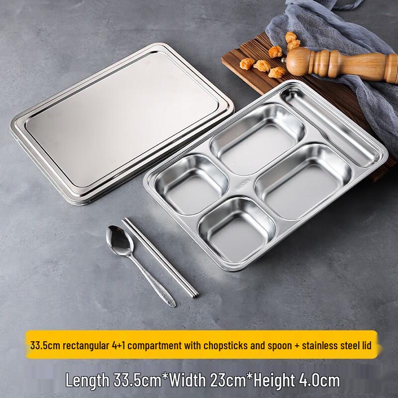 304 Stainless Steel Divided Canteen Tray