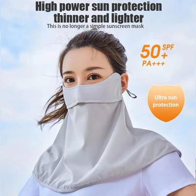 Солнцезащитная маска Ice Silk, летняя, UPF50+, защита от ультрафиолета, маска для лица, шарф, дышащая, защита шеи, ушная подвесная маска