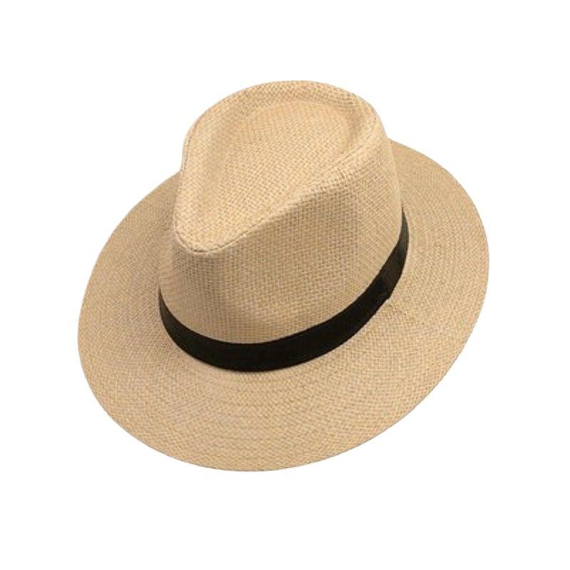Paper straw big flat brim top hat in the elderly summer sun protection hat Panama straw hat men's summer men's hat
