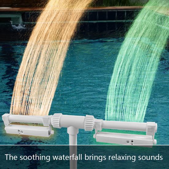 Pool Fountain with 7 Color LED Light Adjustable Dual Spray Pool Water Fountain Pool Waterfall Sprinkler Cooler for Above And In-ground Pools