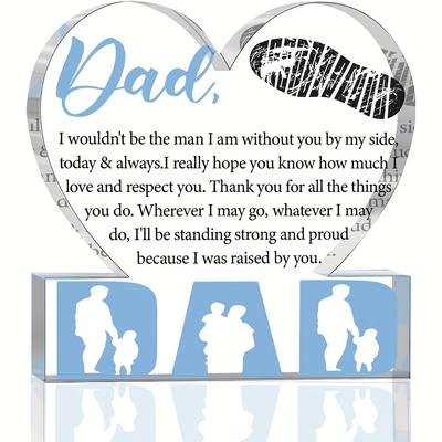 Прозрачная акриловая настольная декоративная табличка ко Дню отца, свадьбе или дню рождения - 'Папа, я не был бы тем человеком, которым являюсь, без тебя рядом' - В форме сердца
