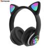 TOPROAD Blueooth Headset Cat Ears Wireless Headphone with Mic LED Lights Kid Girl Stereo Music Helmet Phone Headset Gift