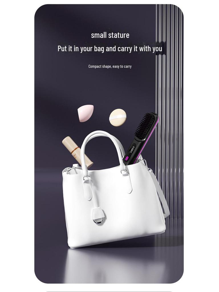 Portable Wireless Mini Electric Hair Straightener Comb with Fast Ceramic Heating