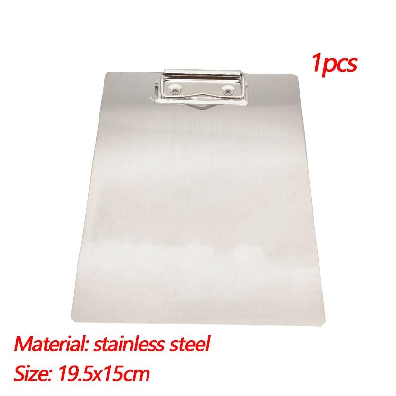 A4 Clip Board Stainless Steel Writing Pad Folder Paper Office Supplies Organizer Clipboard Storage Box Document Pad Paper Holder