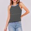 Женский повседневный удобный регулируемый сексуальный с открытой спиной модный полосатый топ-жилет