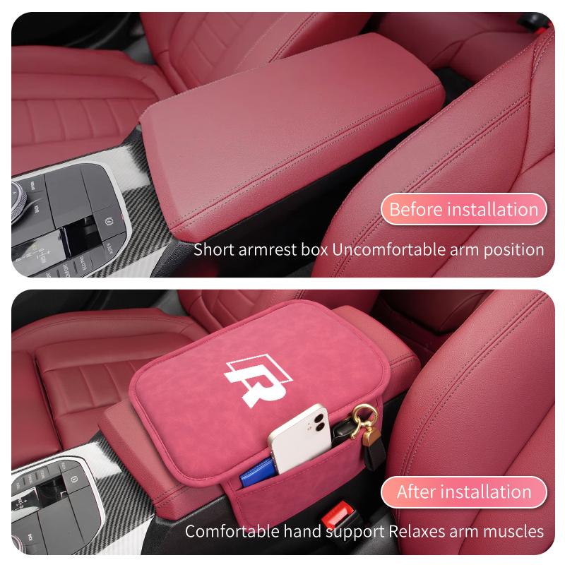 For Volkswagen VW Car Armrest Box Mat With Side Pockets Vehicle Armrest Storage Cushion Tiguan CC Jetta Polo Golf 4 5 6 Passat ws7