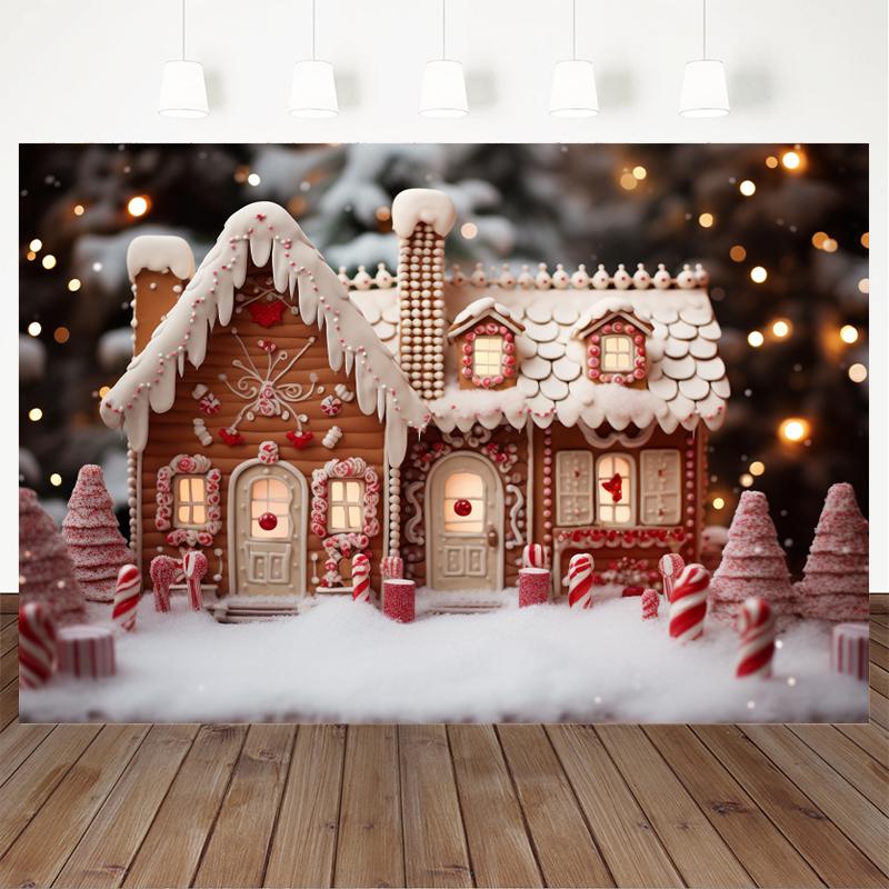 Mocsicka Christmas Candy House Backdrops Photography Xmas Tree Children Birthday Cake Crush Backgrounds Party Decorations Banner