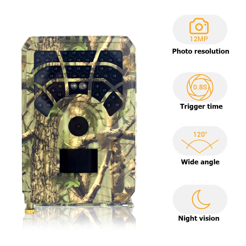 Инфракрасная камера HD Уличная камера Wild Trail 12MP 120 градусов Диапазон обнаружения 46шт. Светодиодные фонари для ночного освещения