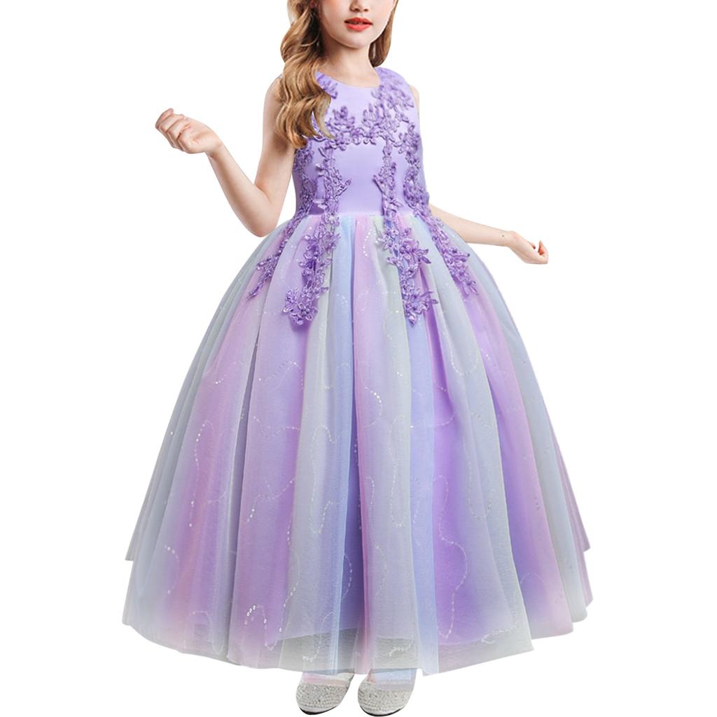 Girl's Lace Embroidery Bow Performance, Birthday Wedding Princess Dress, Skirt