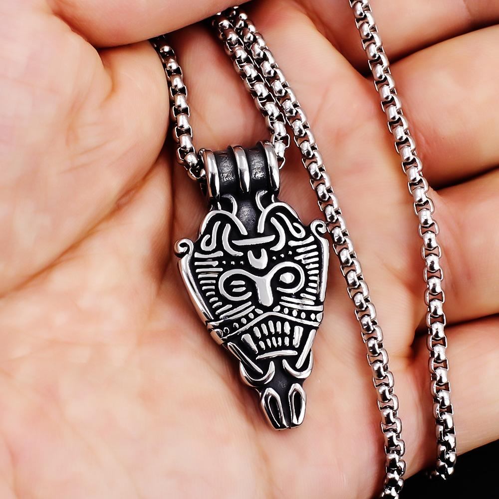 Ожерелье Ретро Мужское Двустороннее Викинги Символ Щит Маска Смайлик Подвеска