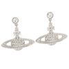 Vivienne Westwood Mini Bass Relief Drop Earrings with Orb and Crystal Design Perfect As a Birthday Gift for Women or or As a Christmas Gift for