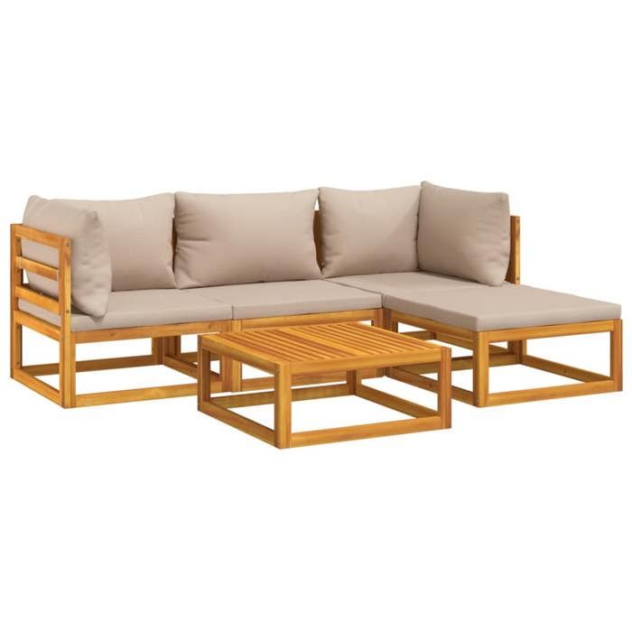 VidaXL Garden Lounge Set with Cushions 5 Pcs, Sofas with Backrest, Furniture Set with Coffee Table Patio Terrace, 3155248