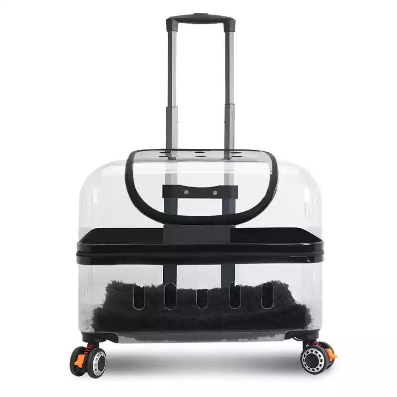 PC Material Pet Suitcase Cat Bag Portable Pet Outdoor Luggage Transparent Dog Aviation Box Small Cart Household Pet Supplies