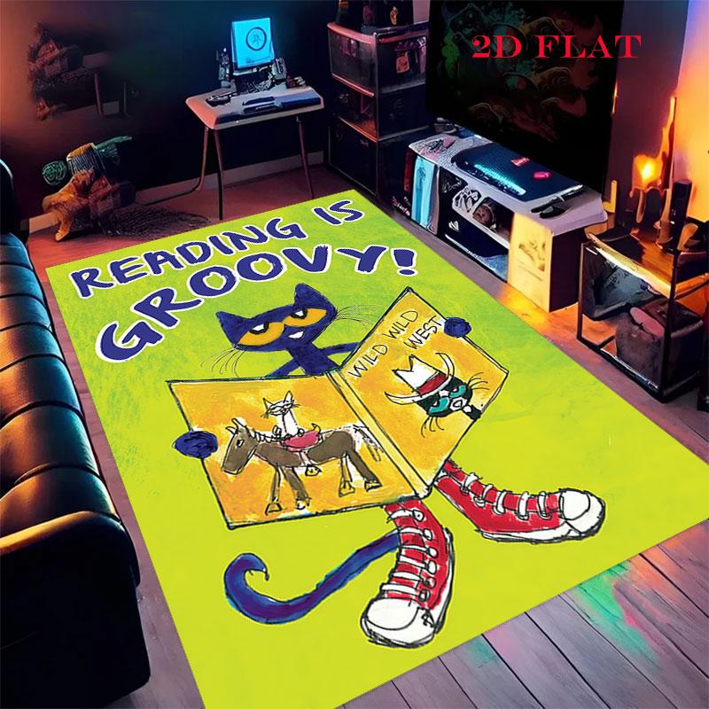 Pete Cat Fun Carpet Rug for Living Room Bedroom Home Sofa Decoration,Kids play Nonslip Floor Mat