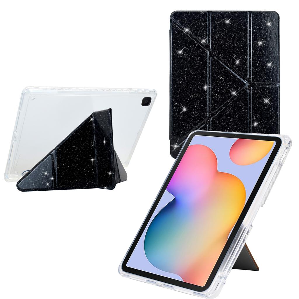 Tablet Case For Samsung Galaxy Tab S6 Lite (2024)/(2022)/(2020) P610 P615 Y-Fold Stand Glitter Leather TPU Acrylic Clear Cover