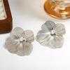 Romantic Elegant Hollow Flower Earrings Big Silver Exaggerated Flower Earrings  Jewelry Gifts