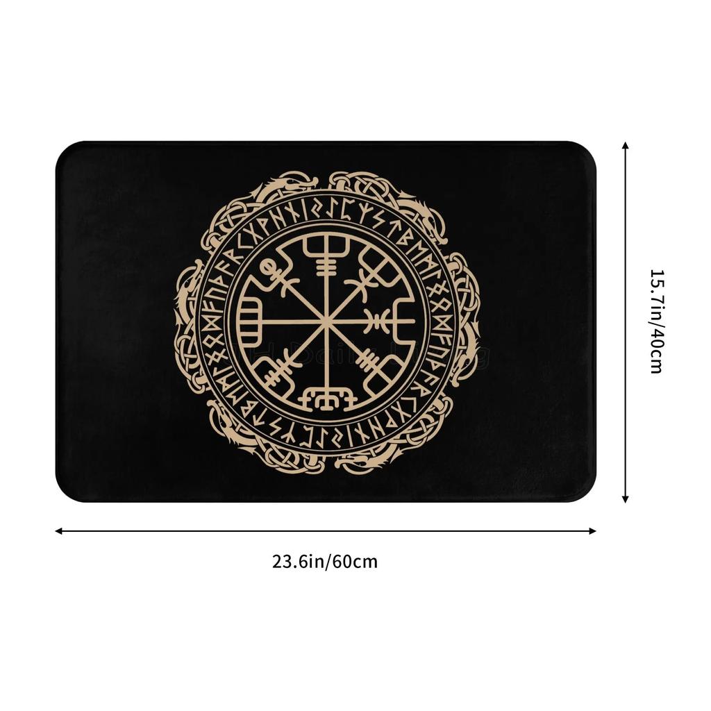 Viking Nordic Celtic Symbol Entrance Door Floor Mat Vikings Tattoo Odins Ravens Carpet Rugs Anti-Slip Waterproof Bathroom Mat