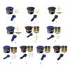 Airline Captain Costume Adult Pilot Cosplay Accessory Uniform Epaulette Hat Neck Tie Flight Attendant Role Play Outfit