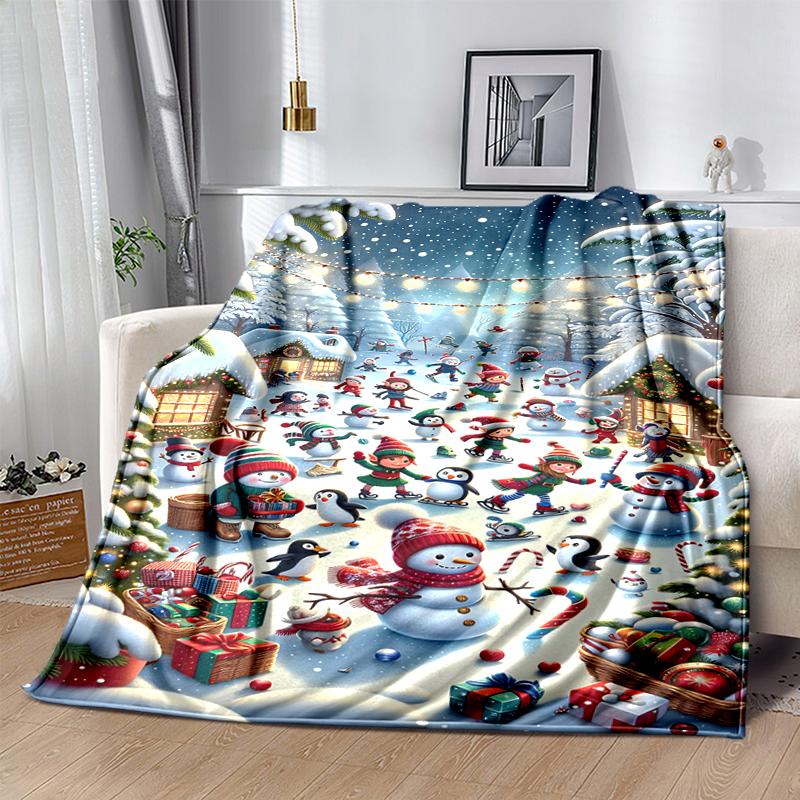 1Pc Winter Wonderland Blanket Soft And Comfortable Casual Warm Camping Travel Christmas Halloween Gift M921219