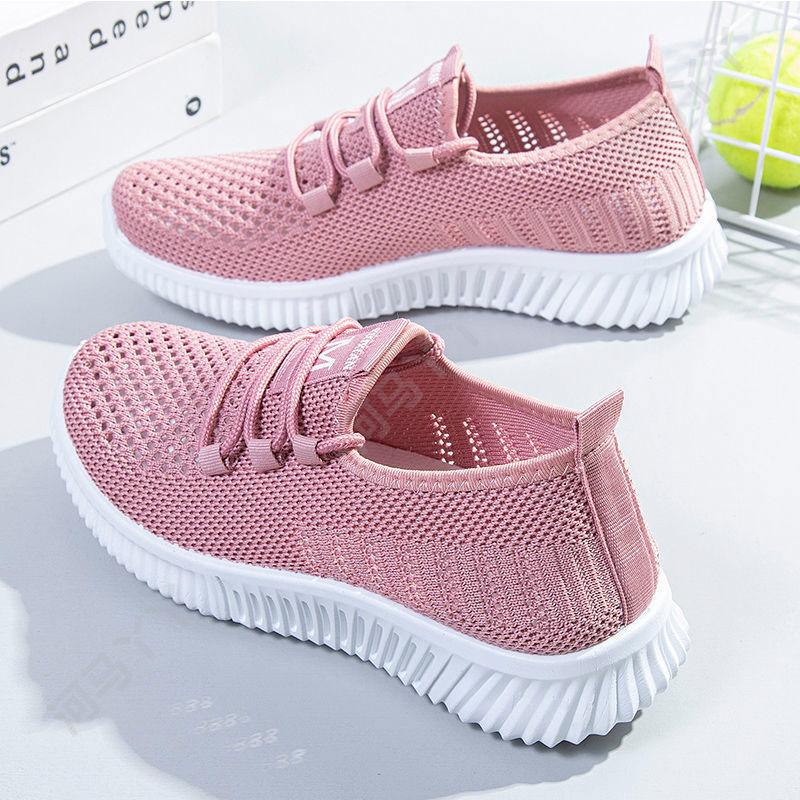 Summer Ladies Fly-woven Mesh Shoes Breathable Leisure Sports Low-top Non-slip Running Shoes