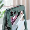 Ring Holder Phone Case for Samsung Galaxy Z Flip 6 5 4 3 Flip6 Flip5 Flip4 Flip3 5G Frosted Plastic Hard Shell Ultra Thin Shockproof Protective Cover