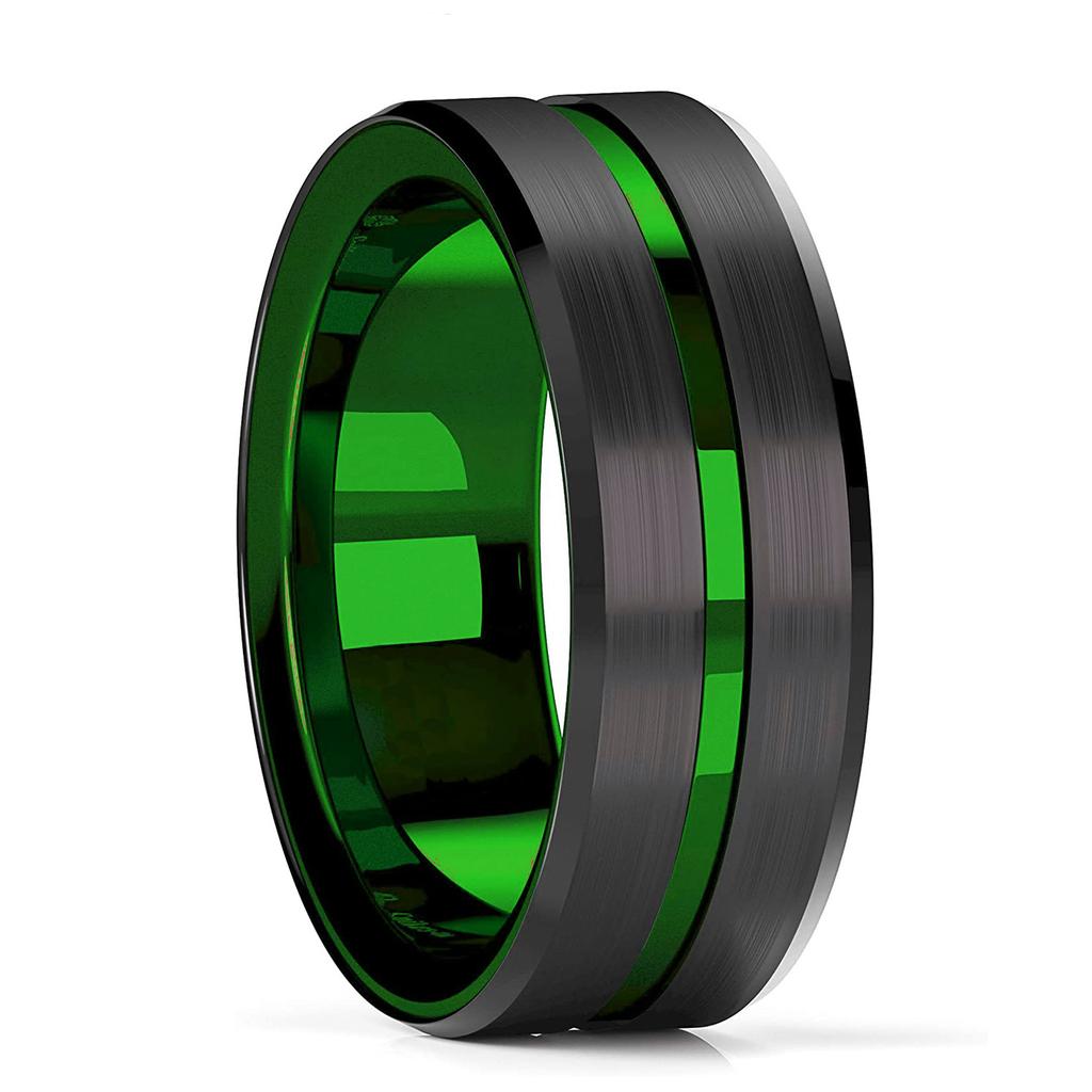 Fashion 8mm Men Stainless Steel Celtic Dragon Rings Inlay Orange Carbon Fiber Rings For Men Women Wedding Band Jewelry