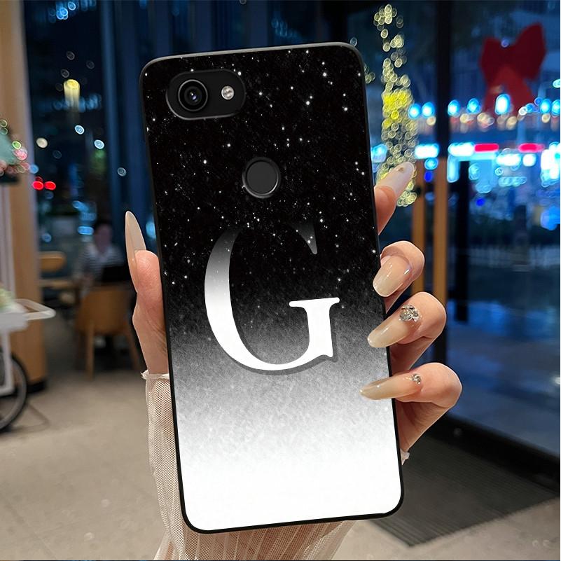 Shiny Starry Sky A-Z Letter Phone Case For Google Pixel 3a Soft Silicone Black Case For Google Pixel 3a XL Anti-scratch Casing