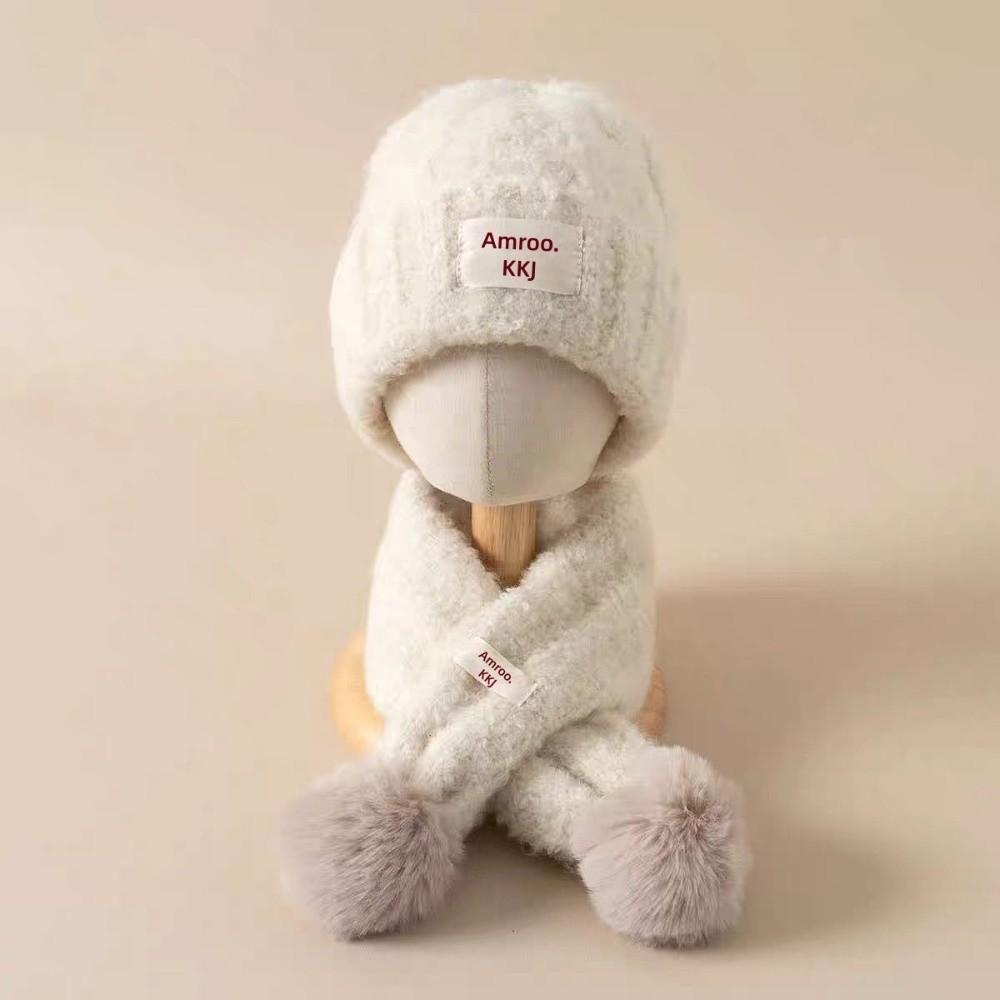 Knitted Knit Beanie Scarf Warm Plush Baby Beanie Hat New Pom Pom Scarf Boys Girls
