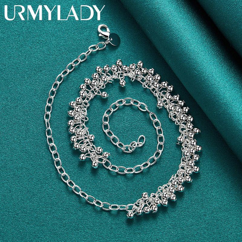 Ожерелье из стерлингового серебра 925 пробы с виноградными бусинами, модные очаровательные ювелирные изделия